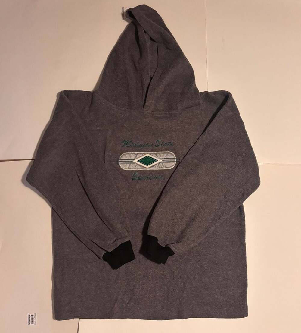 Vintage Michigan State Spartans Grey Fleece Pullover Hoodie